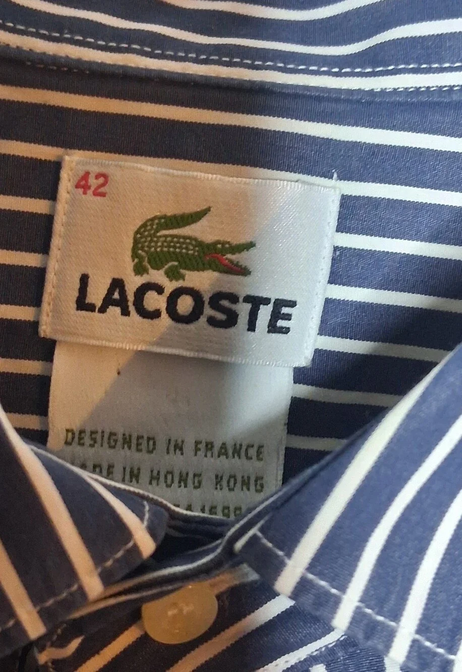 Lacoste Navy & White Pinstripe Button-Down Shirt